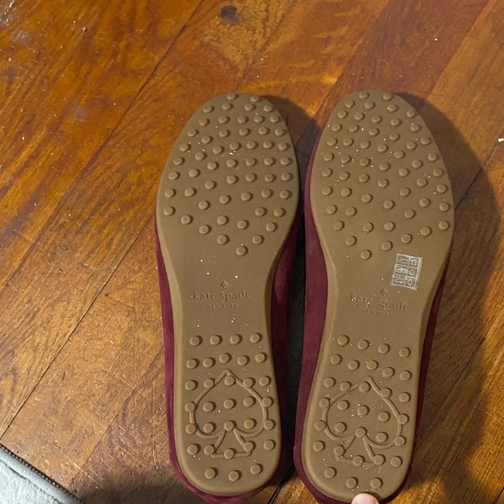 Kate Spade Deep Red Suede Loafers - Picture 8 of 9